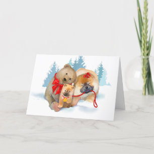 BEAR-ING GIFTS Chow & Teddybear  PERSONALIZE Card