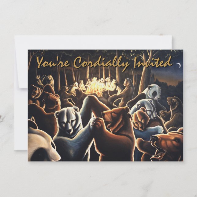 Bear Invitations Personalise Dancing Bear Art Card (Front)