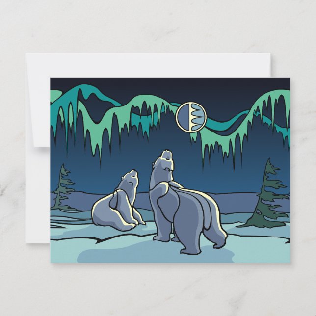 Bear Invitations Personalised Polar Bear Art Cards (Front)