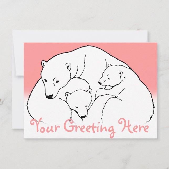 Bear Invitations Personalised Polar Bear Cubs Card (Front)