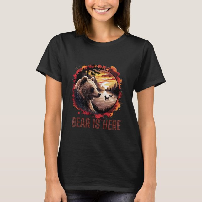 Bear is Here" Watercolor T-Shirt (Front)