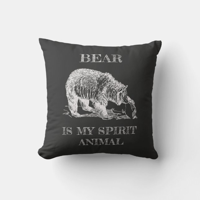 Bear is My Spirit Animal funny quote chalk design Cushion (Front)