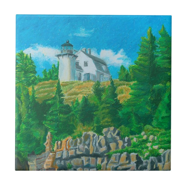 Bear Island Light Painting Tile (Front)