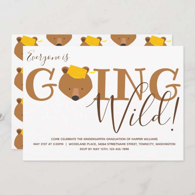 Bear Kindergarten Graduation Invitation (Front/Back)