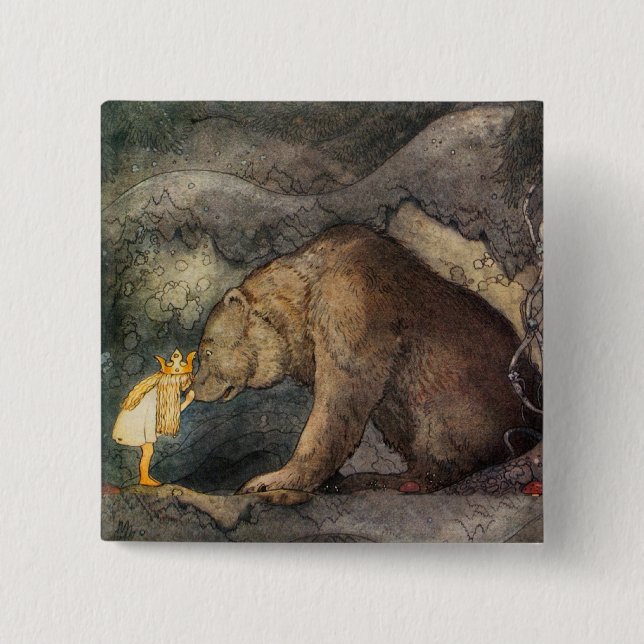 Bear Kiss 15 Cm Square Badge (Front)