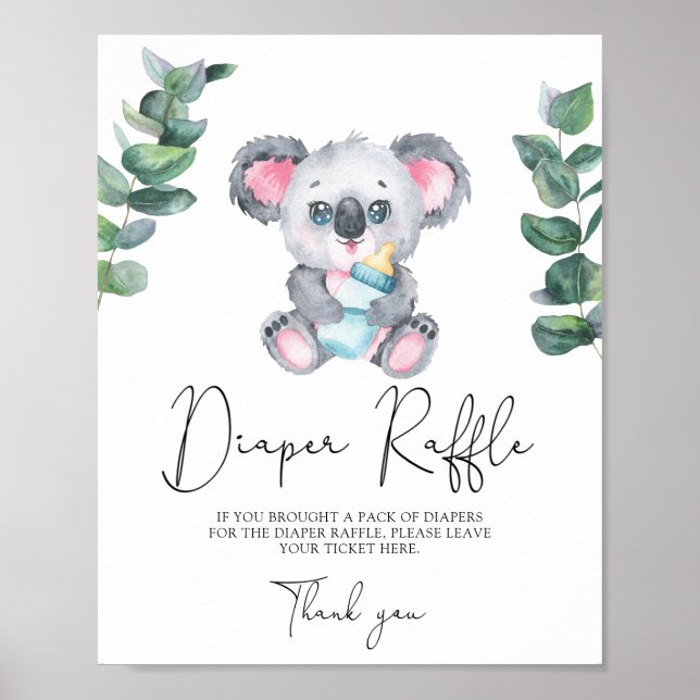 Bear Koala diaper raffle Poster (Front)