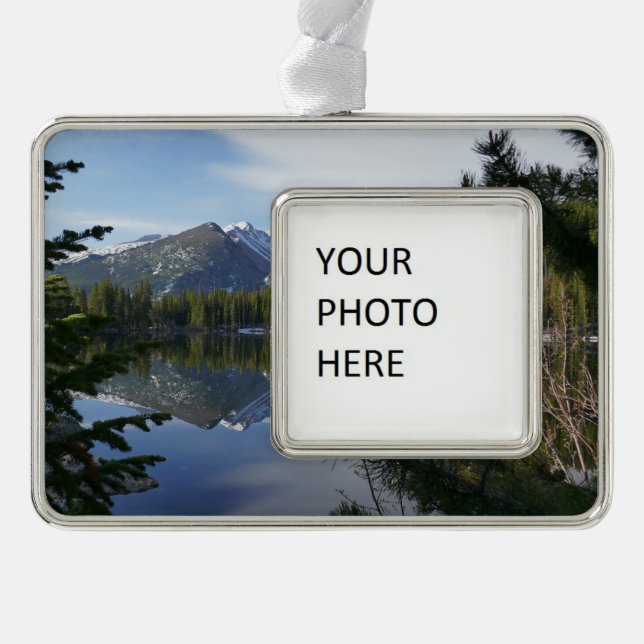 Bear Lake Reflection III Silver Plated Framed Ornament (Front)