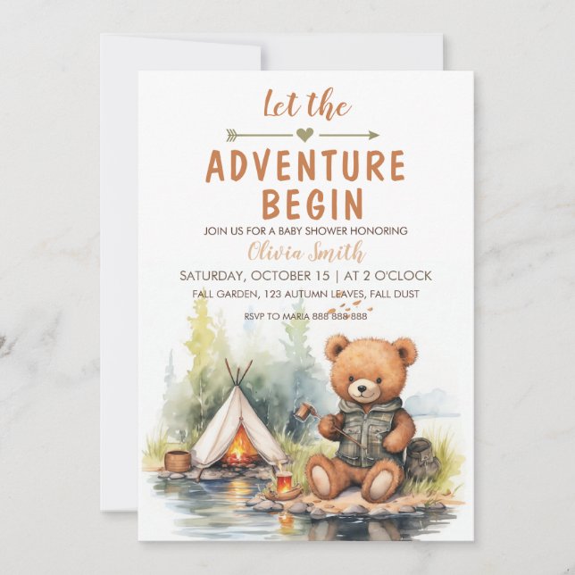 Bear Let the Adventure Begin Baby Shower Invitation (Front)