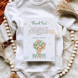 Bear Light Green Balloons Baby Shower Thank You