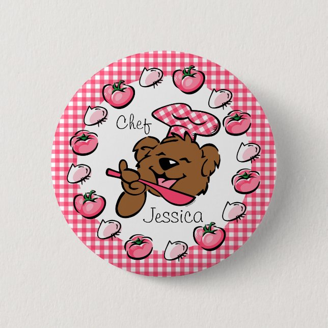 Bear Little Chef Custom Button (Rnd) (Front)