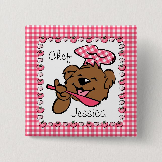Bear Little Chef Custom Button (Squ) (Front)