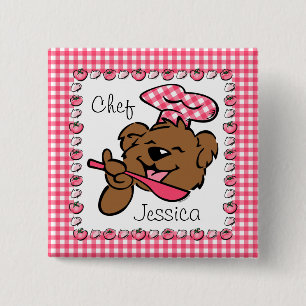 Bear Little Chef Custom Button (Squ)