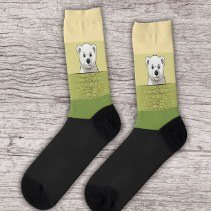 Bear looking over wall, Tree in the desert Socks