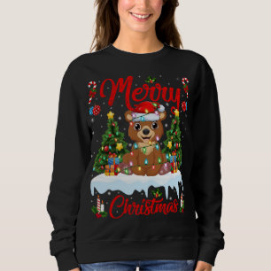 Bear Lover Xmas Lighting Santa Hat Bear Christmas Sweatshirt
