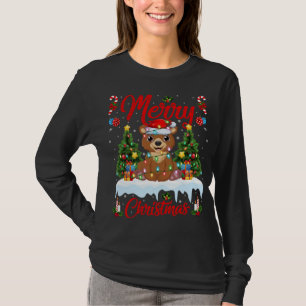 Bear Lover Xmas Lighting Santa Hat Bear Christmas T-Shirt