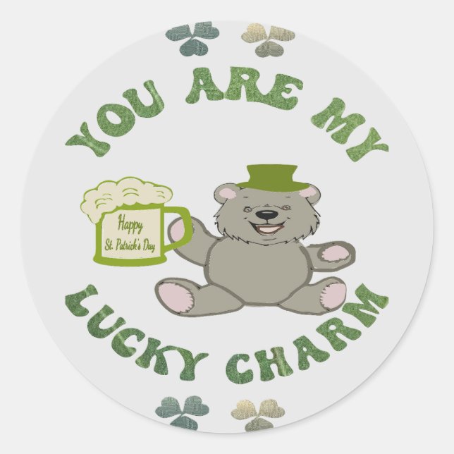 Bear Lucky Charm Classic Round Sticker (Front)