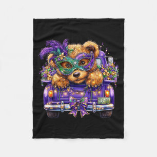 Bear Mardi Gras Truck Nola Cute Kids Boys Girls Wo Fleece Blanket