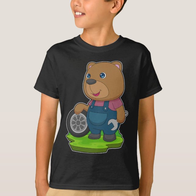 Bear Mechanic Car tire T-Shirt (Front)