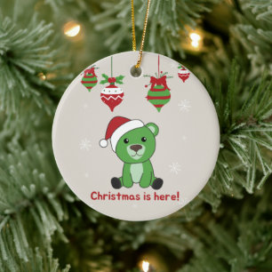 Bear Merry Christmas Winter Animals Bears Ceramic Tree Decoration