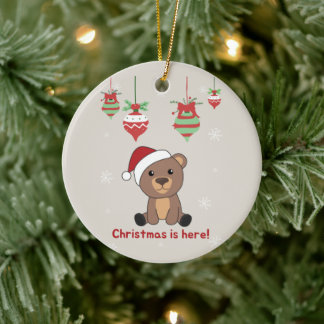 Bear Merry Christmas Winter Animals Bears Ceramic Tree Decoration