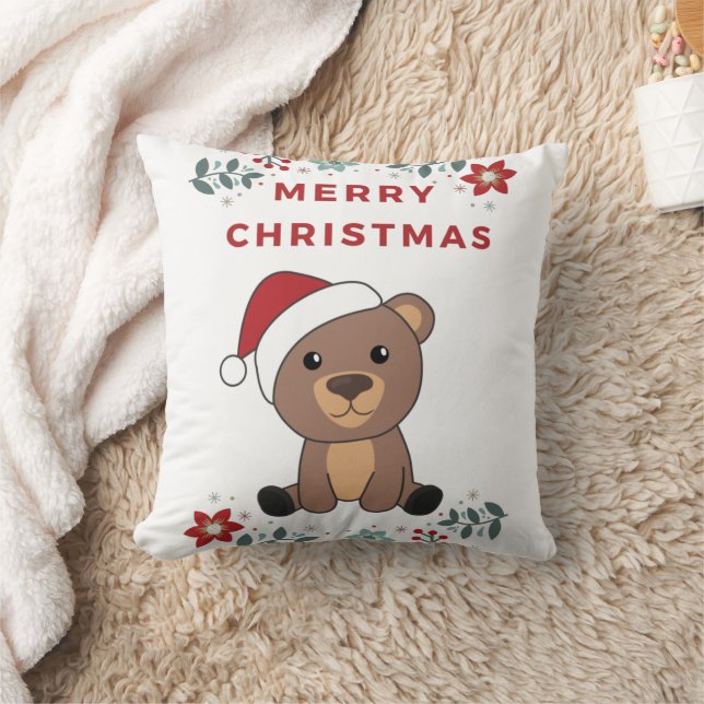 Bear Merry Christmas Winter Animals Bears Cushion (Blanket)