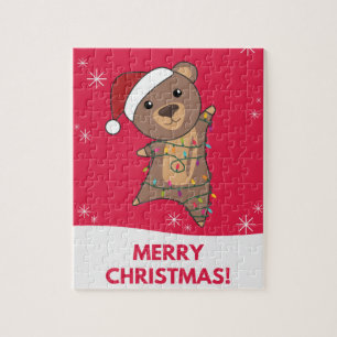 Bear Merry Christmas Winter Animals Bears Jigsaw P Puzzle