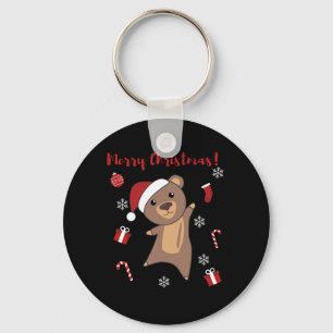 Bear Merry Christmas Winter Animals Bears Key Ring