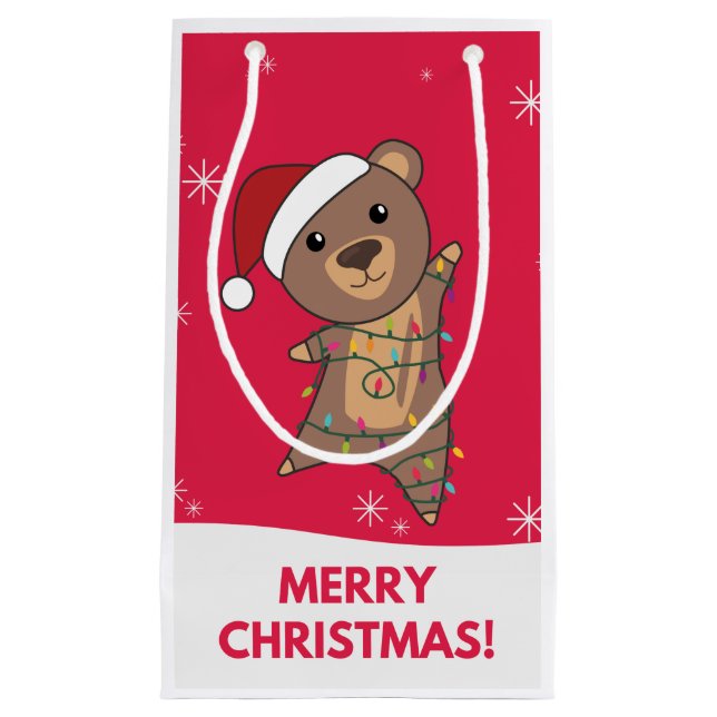 Bear Merry Christmas Winter Animals Bears Small Gi Gift Bag (Front)