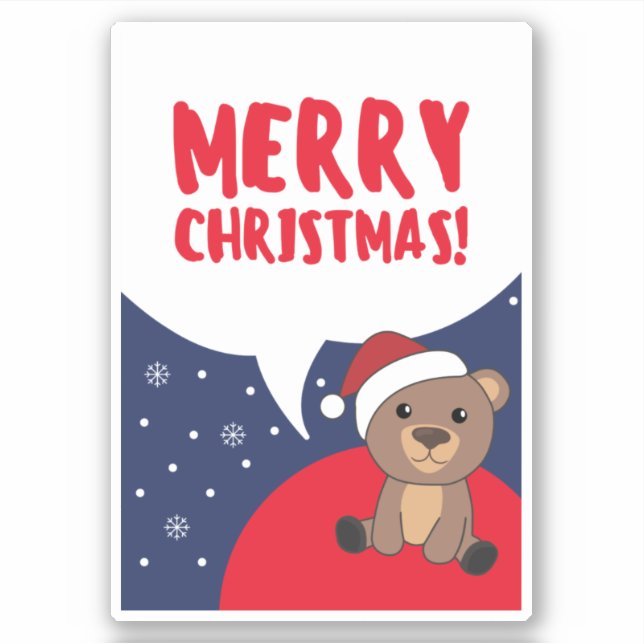 Bear Merry Christmas Winter Animals Bears Sticker (Front)