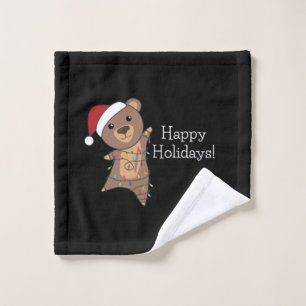 Bear Merry Christmas Winter Animals Bears Wash Cloth