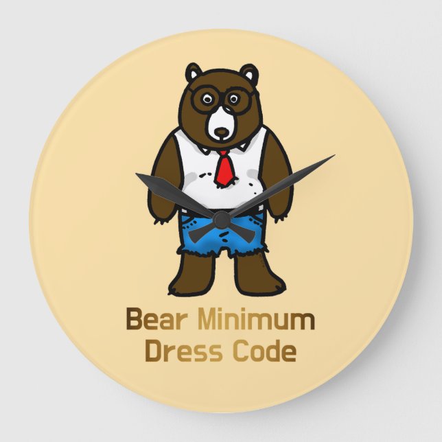 Bear Minimum Funny Office Pun Art Large Clock (Front)