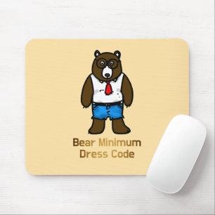 Bear Minimum Funny Office Pun Art Mouse Pad