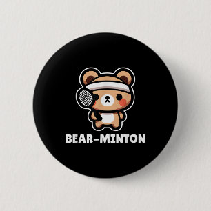Bear-minton Cute Kawaii Cartoon Bear Cub Badminton 6 Cm Round Badge