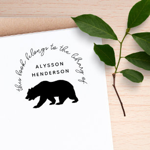Bear Modern Handwriting From The Library Book Rubber Stamp