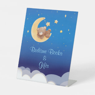 Bear Moon Bedtime Books Gifts Baby Shower Pedestal Sign
