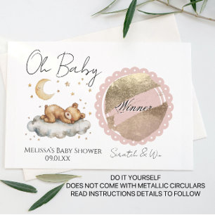 Bear Moon Boy Girl Baby Shower DIY Scratch Card