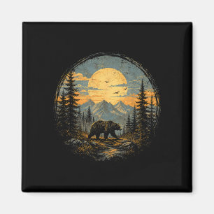 Bear moon forest mountain wilderness nature magnet