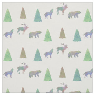 Bear Moose Wolf Fabric Pattern