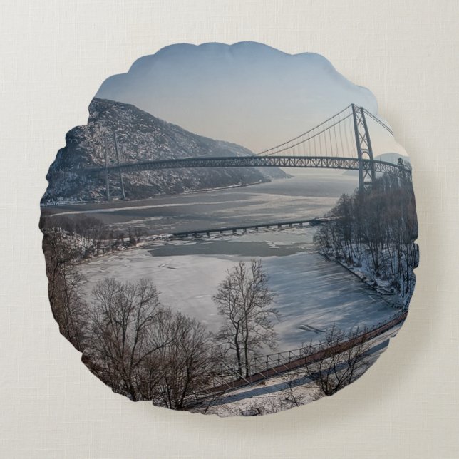 Bear Mountain Bridge Round Cushion (Front)