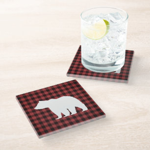 Bear Mountain Buffalo Check Marble Stone Coaster