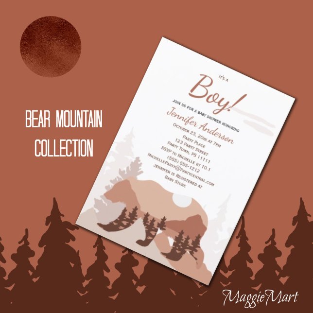 Bear Mountain Forest Boy Baby Shower Invitation (Creator Uploaded)