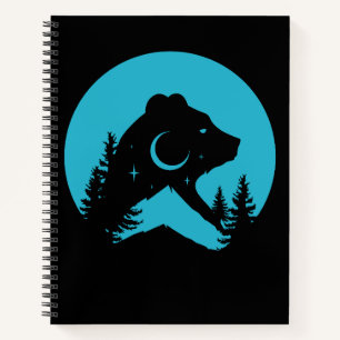 Bear Mountain Night Forest Silhouette Notebook