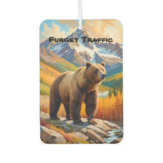 Bear & Mountain with Custom Text Car Air Freshener
