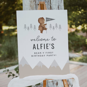 Bear Mountains First Birthday Welcome Sign