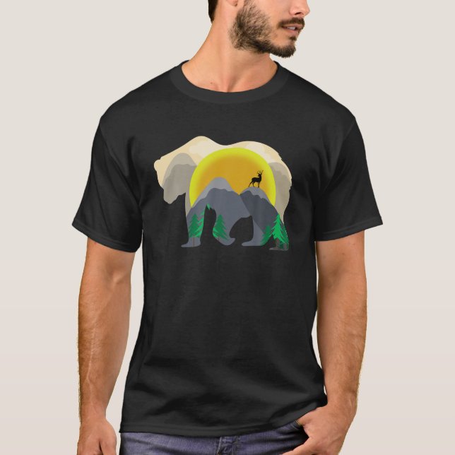 Bear Mountains Hiking Deer Mountaineer T-Shirt (Front)