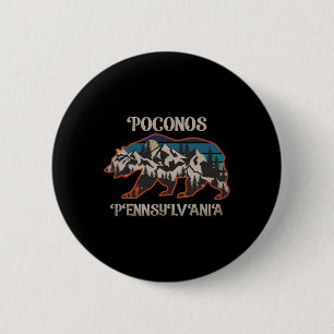 Bear Mountains Poconos Pennsylvania Pa Vintage 80s 6 Cm Round Badge