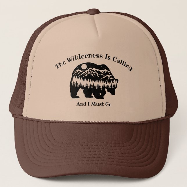 Bear Mountains Wilderness Camping Hiking Adventure Trucker Hat (Front)