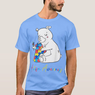 Bear Mum Autism Awareness Hugging Puzzle Ribbon Pi T-Shirt