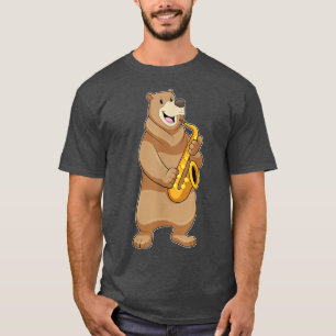 Bear Musician Saxophone Music  T-Shirt