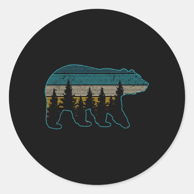 Bear Nature Grizzly Brown Black Bear Hiking Huntin Classic Round Sticker (Front)
